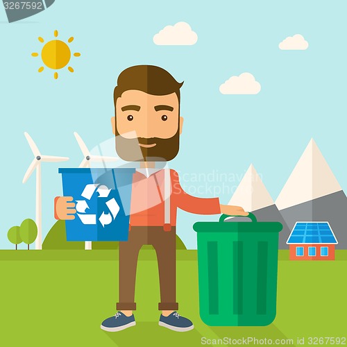 Image of Man sorting a trash