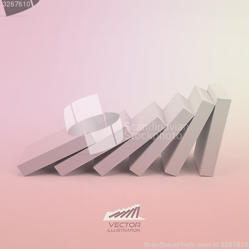 Image of Domino effect concept. Business 3D concept illustration. 