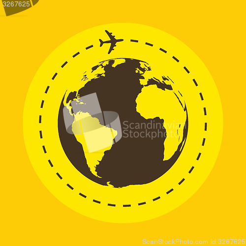 Image of Business background with earth globe and airplane. 