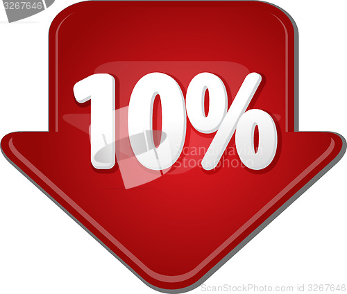 Image of Ten percent down arrow bubble illustration