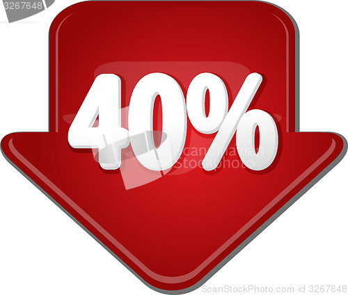 Image of Forty percent down arrow bubble illustration