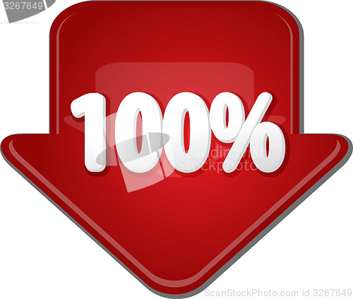 Image of One hundred percent down arrow bubble illustration