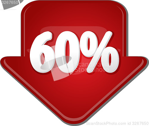 Image of Sixty percent down arrow bubble illustration