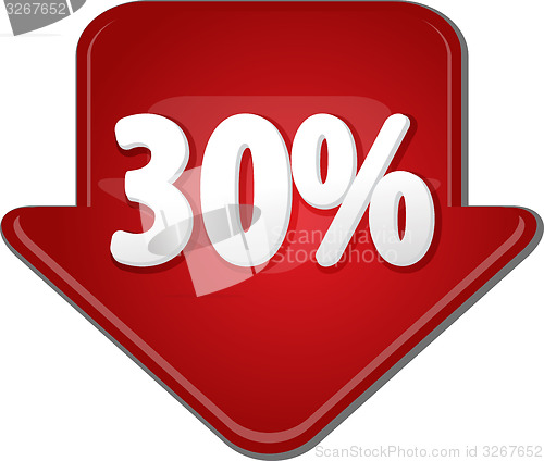 Image of Thirty percent down arrow bubble illustration