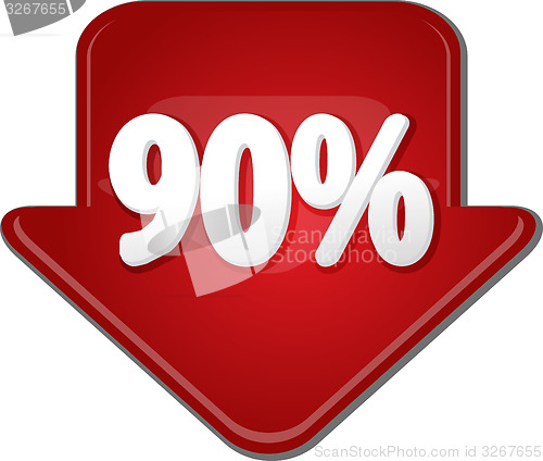 Image of Ninety percent down arrow bubble illustration