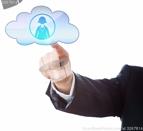 Image of Connecting With Female Office Worker In The Cloud