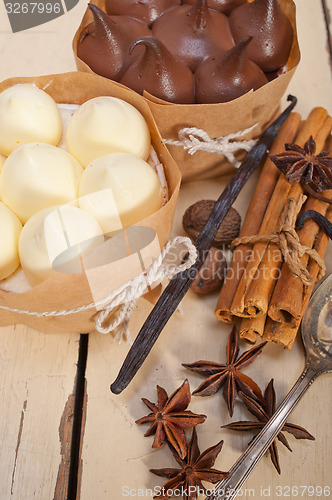 Image of chocolate vanilla and spices cream cake dessert 