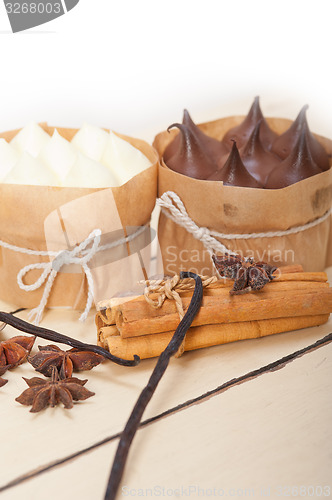 Image of chocolate vanilla and spices cream cake dessert 