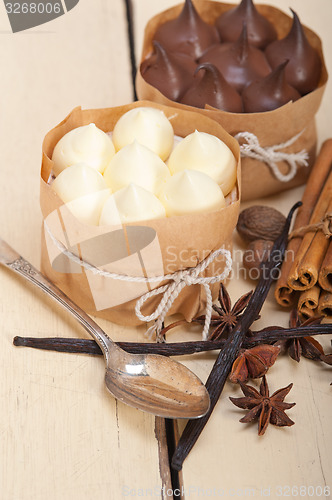 Image of chocolate vanilla and spices cream cake dessert 