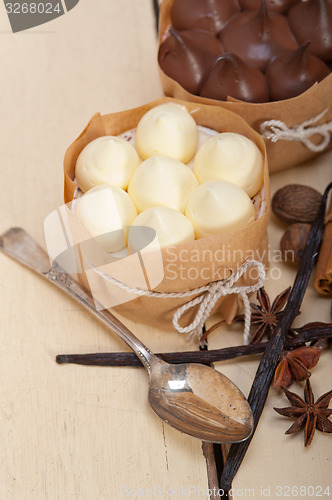 Image of chocolate vanilla and spices cream cake dessert 