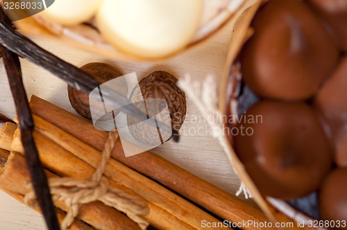 Image of chocolate vanilla and spices cream cake dessert 