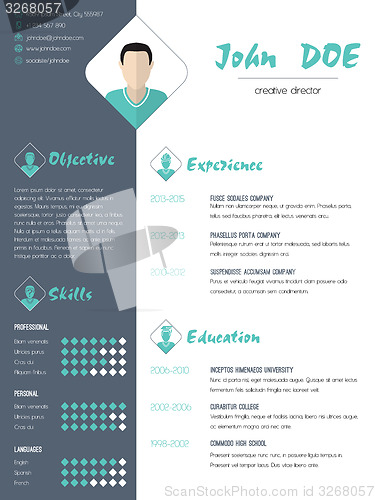 Image of Modern curriculum vitae resume with photo