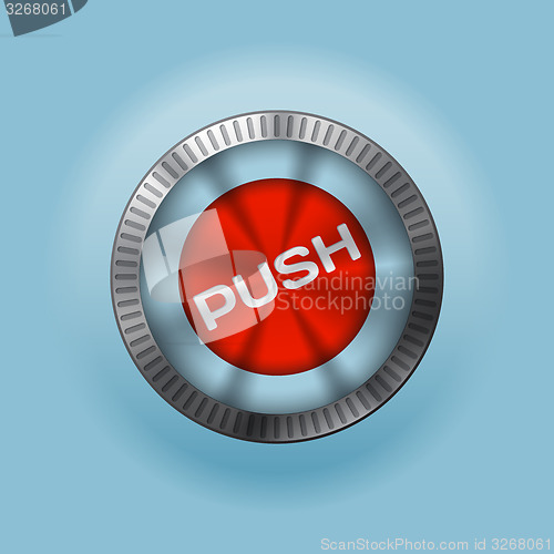 Image of Shiny metallic  button with push text