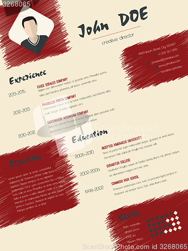 Image of Modern cv curriculum vitae resume with scribbled elements