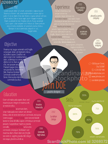 Image of Modern resume curriculum vitae cv ith colored circles