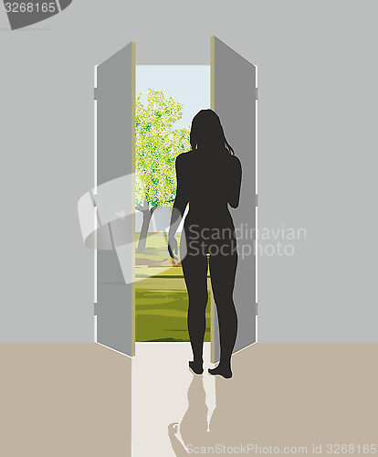 Image of Woman in open door