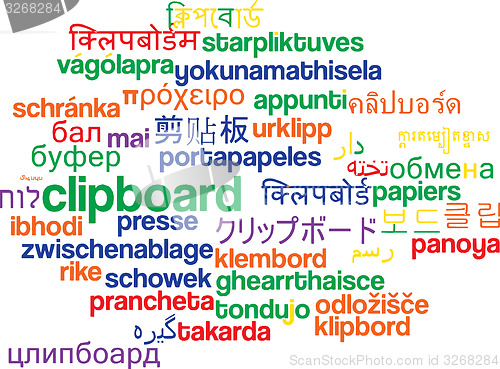 Image of Clipboard multilanguage wordcloud background concept