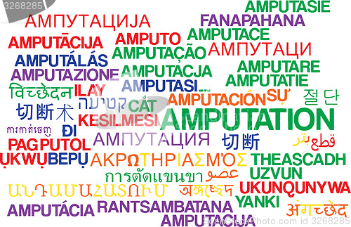 Image of Amputation multilanguage wordcloud background concept