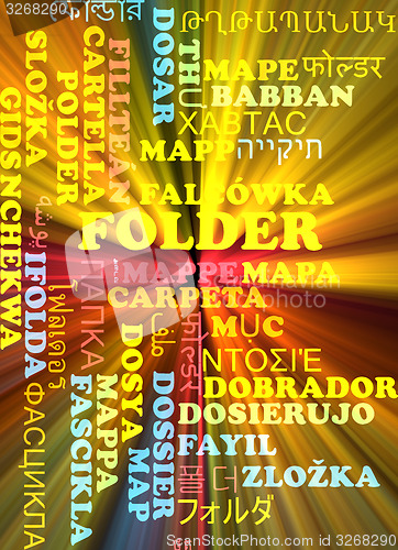 Image of Folder multilanguage wordcloud background concept glowing