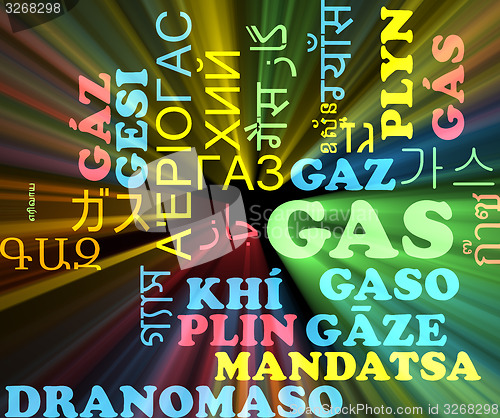 Image of Gas multilanguage wordcloud background concept glowing