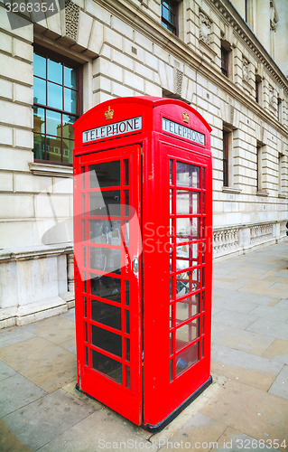Image of Famous red telephone booth in London