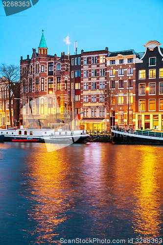 Image of Night city view of Amsterdam, the Netherlands