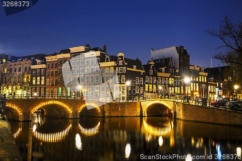 Image of Night city view of Amsterdam