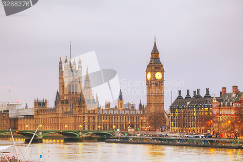 Image of London with the Clock Tower and Houses of Parliament