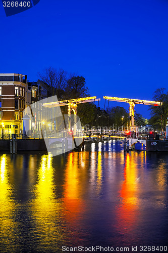 Image of Night city view of Amsterdam