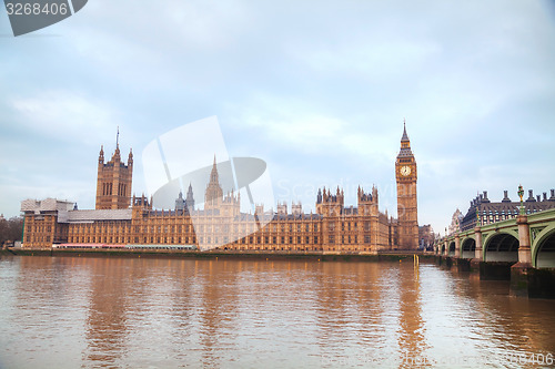 Image of London with the Clock Tower and Houses of Parliament