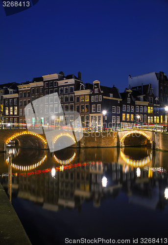 Image of Night city view of Amsterdam, the Netherlands