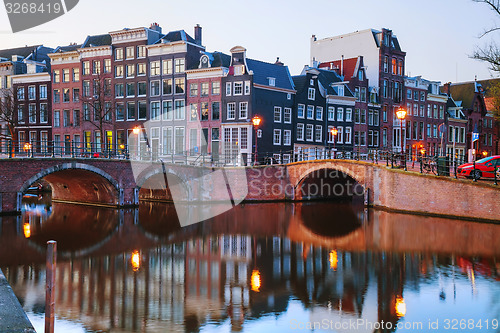 Image of Night city view of Amsterdam
