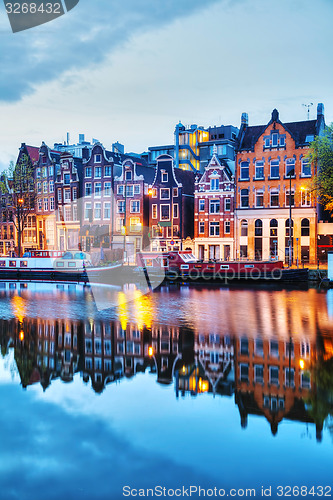 Image of Night city view of Amsterdam