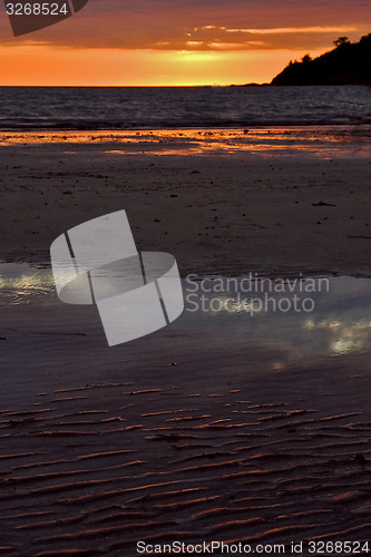 Image of sunsetn near a mountain in  madagascar