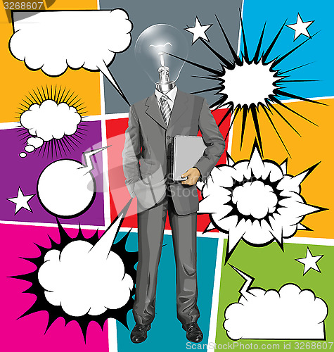 Image of Vector Businessman With Laptopr And Bubble Speech