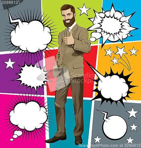 Image of Vector Business Man Shows Well Done With Bubble Speech