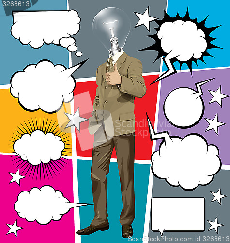 Image of Vector Business Man Shows Well Done With Bubble Speech