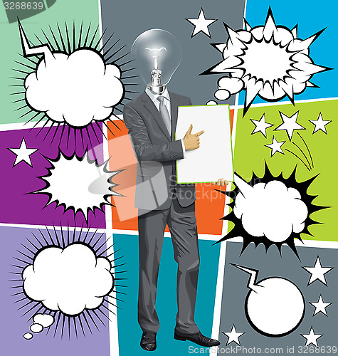 Image of Vector Businessman With Empty Write Boardr And Bubble Speech