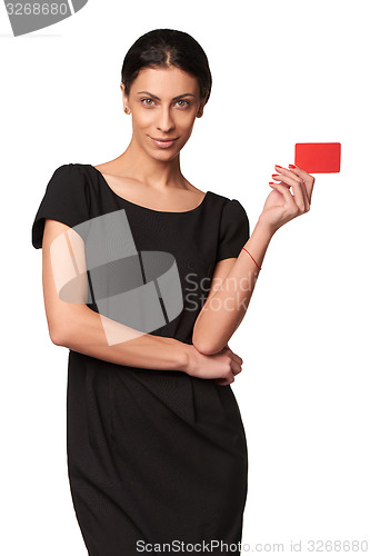 Image of Business woman holding credit card