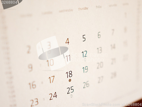 Image of Retro look Calendar page