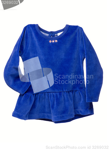 Image of Blue suede baby dress.