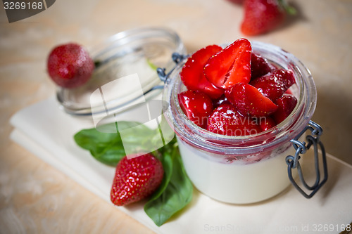 Image of Strawberry tiramisu with mascarpone.