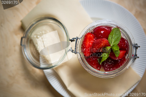 Image of Strawberry tiramisu with mascarpone.