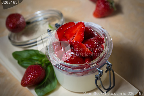 Image of Strawberry tiramisu with mascarpone.