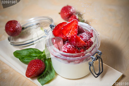 Image of Strawberry tiramisu with mascarpone.