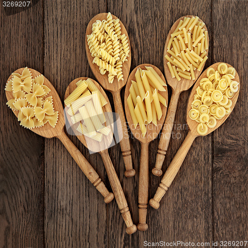 Image of Pasta in Wooden Spoons