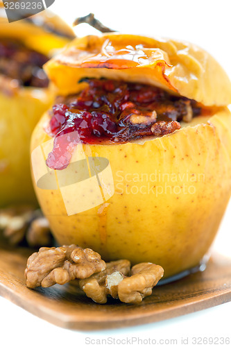 Image of food; sweet; fruit; dessert; white; closeup; nut; plate; meal; a