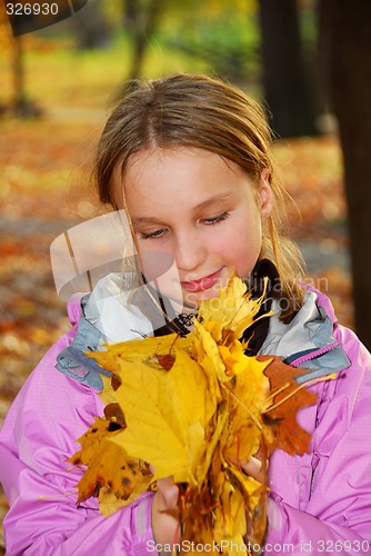 Image of Girl with leaves