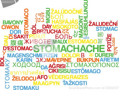 Image of Stomachache multilanguage wordcloud background concept