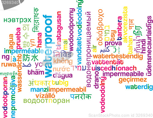 Image of Waterproof multilanguage wordcloud background concept